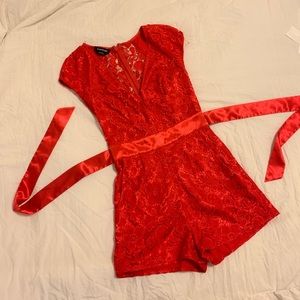 Red Laced Romper